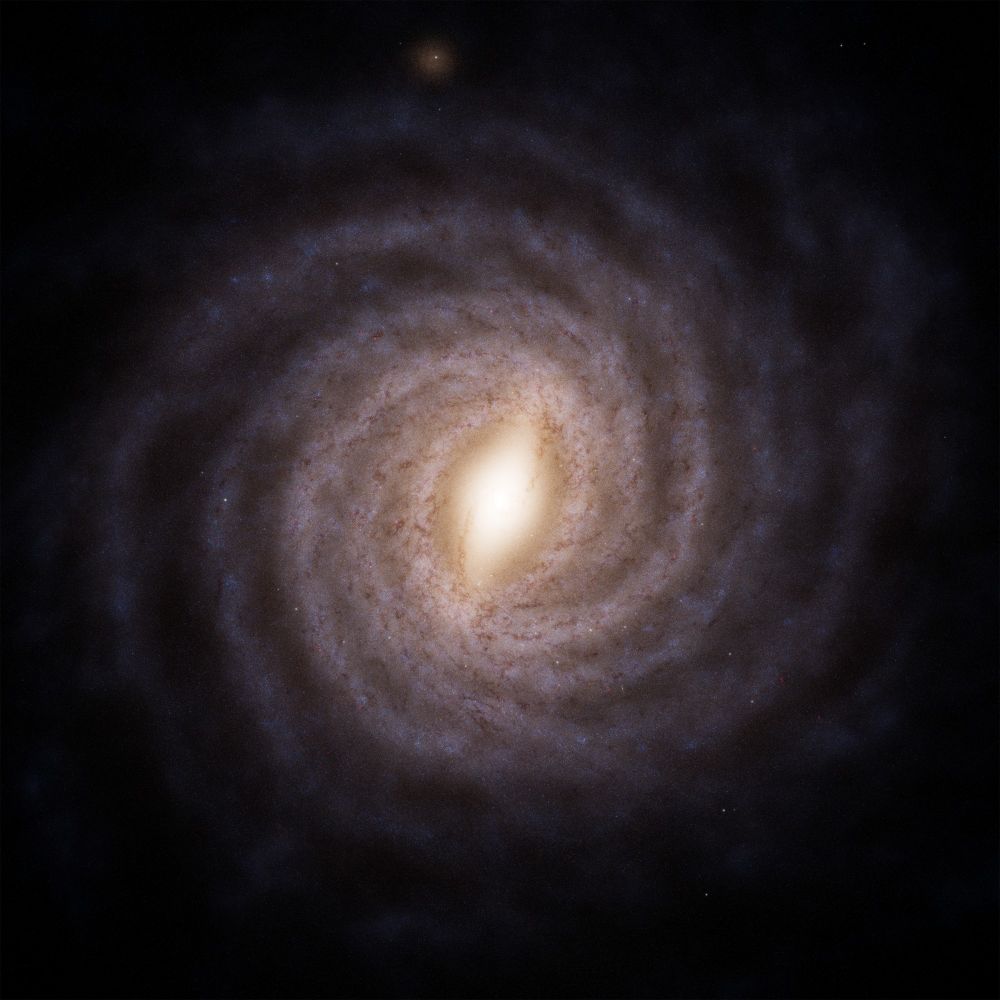 The Milky Way galaxy, shown with a bar, 5 messy arms.