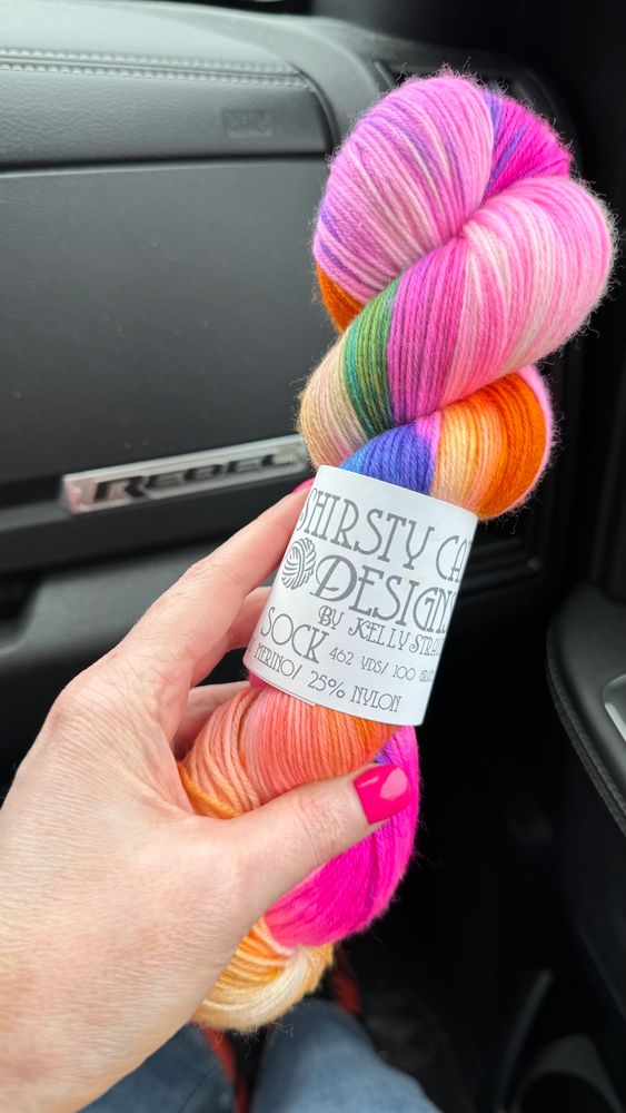Rainbow skein of yarn