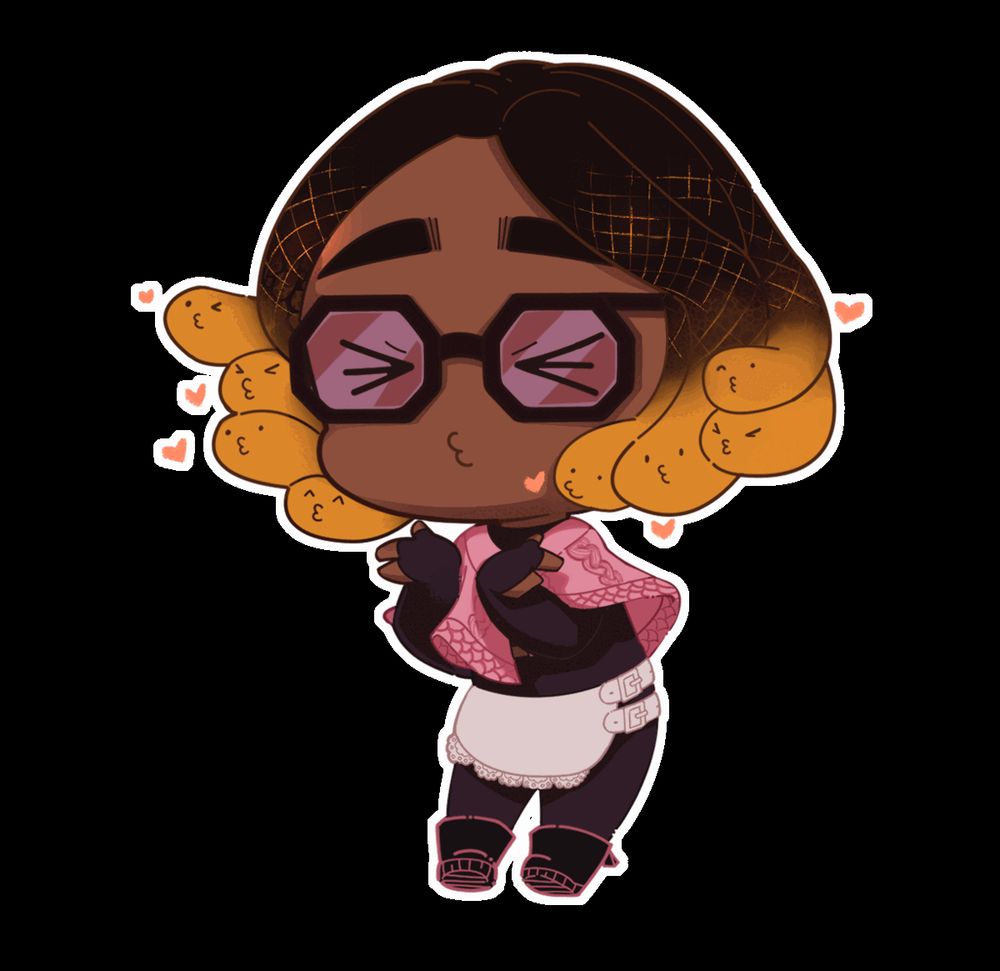 a cute gif of Sesu smooching the camera with their snakes, made by Art_Cern on twitter!