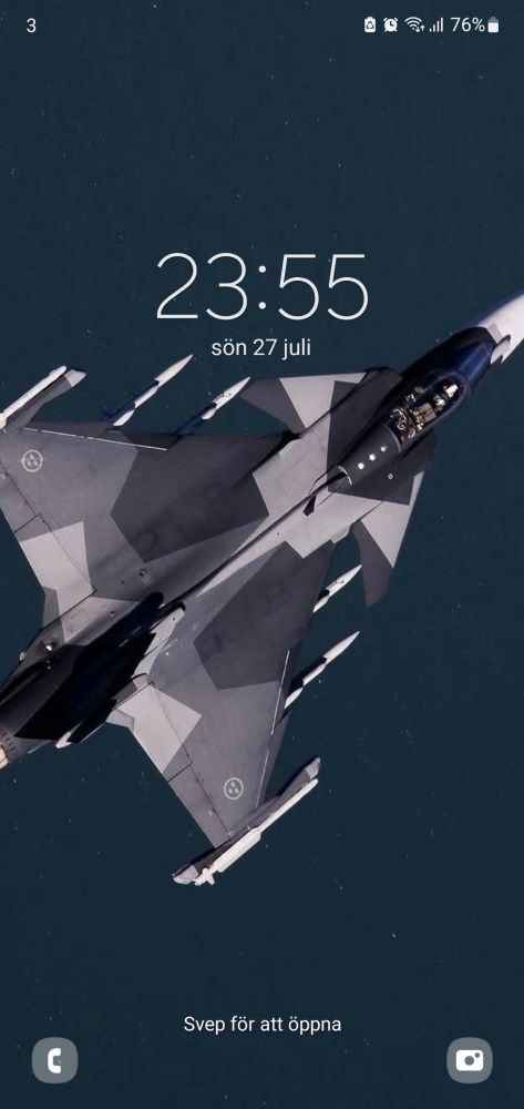 Låsskärm på mobil. JAS 39 Gripen E