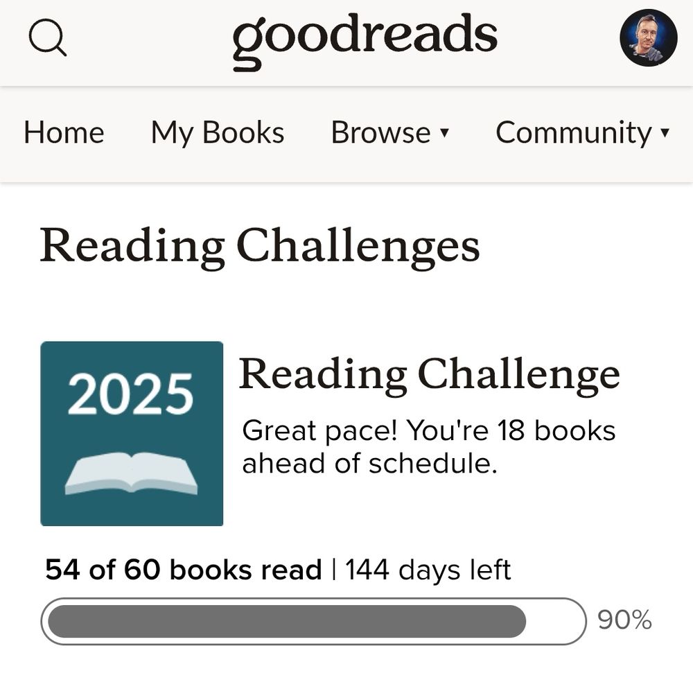 Goodreads.com reading challenge 2025: 54 of 60 books read