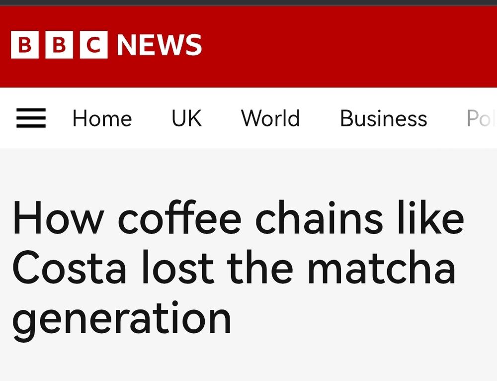BBC news headline: How coffee chains like Costa lost the match generation. 