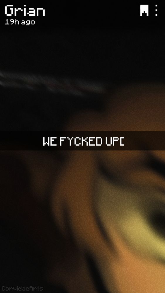 a blurry grian in the tunnels, with the caption "WE FUCKED UP" posted 19 hours ago by grian
