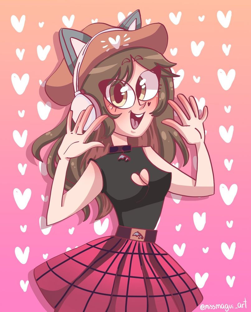 cute fan art of Chey's vtuber model looking excited by missmagui_art