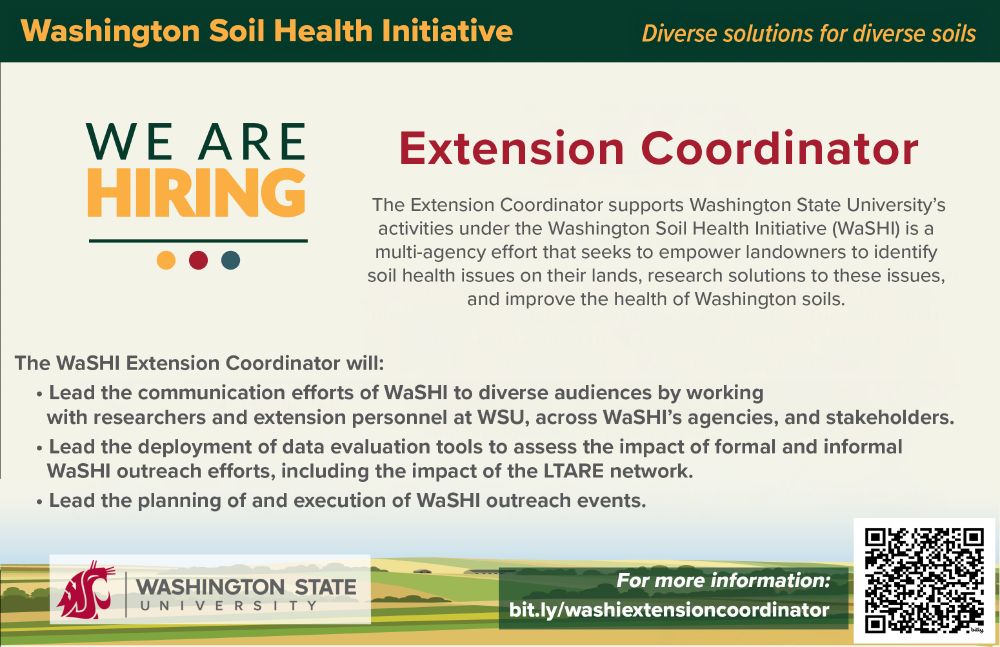 Washington Soil Health Initiative Extension Coordinator job posting.