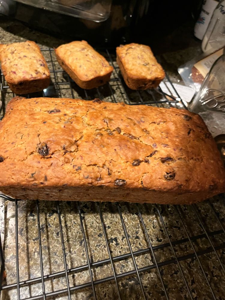 One large Orange cranberry loaf and there minis