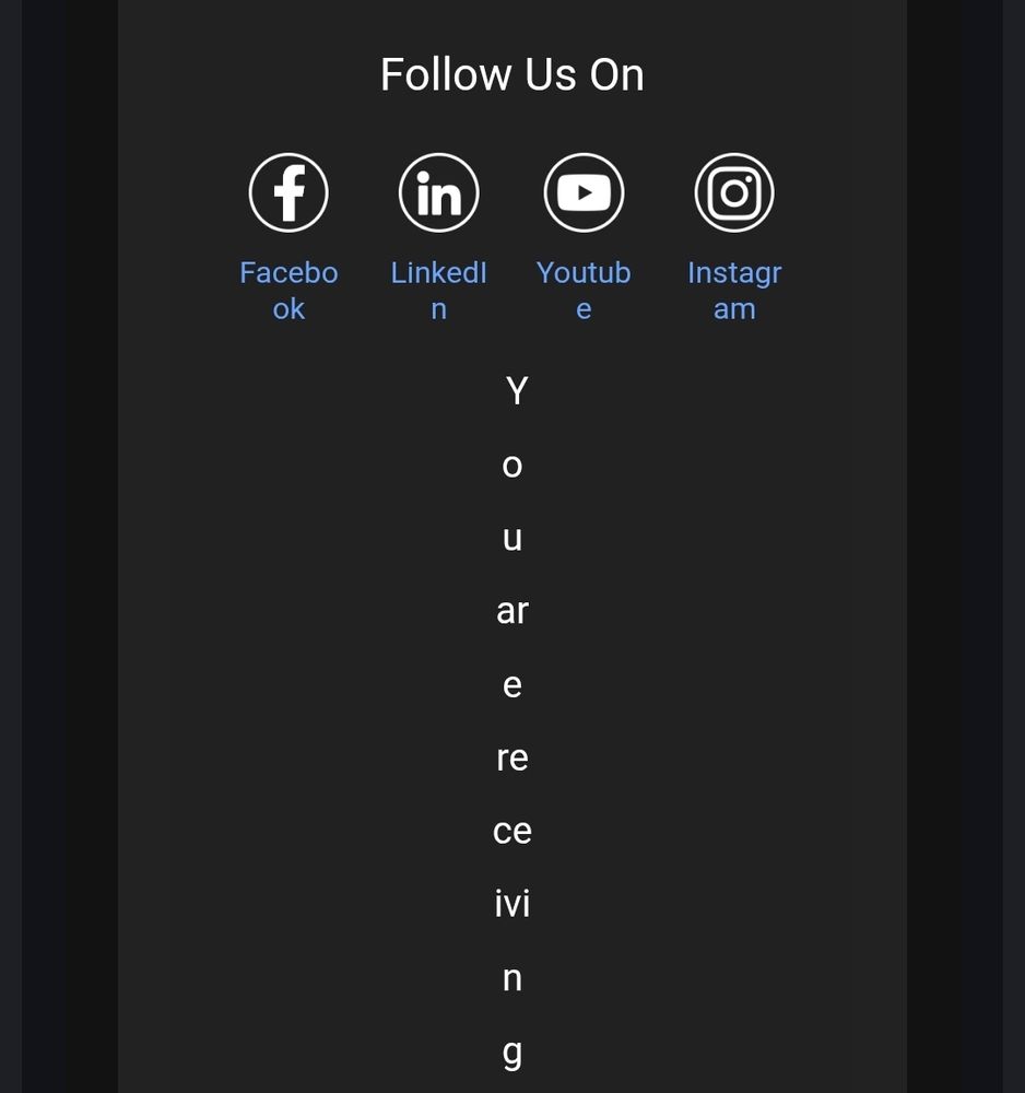 A broken email footer with the text displayed vertically