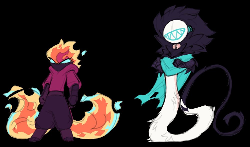 Rouge Rogue fire hero with red clothes twin fire tails and a hard to read name
Lydnworm like if venom was a snake