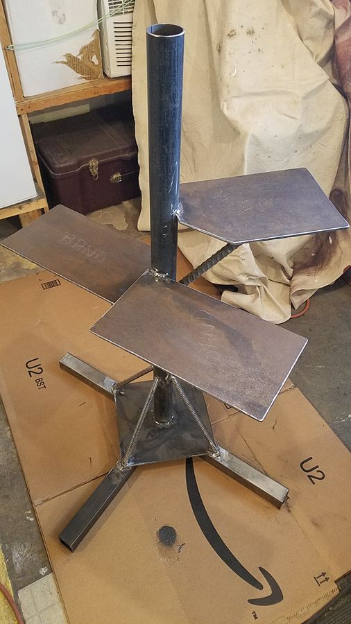All the tiers and base welded for my equipment tool stand... prior to being cleaned up, sanded, sprayed with primer, painted and the attaching the wheels. Plenty to do still. 
