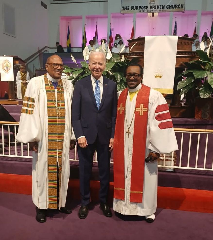 President Biden with pastors at Mount Airy Church of God in Christ in Philadelphia 