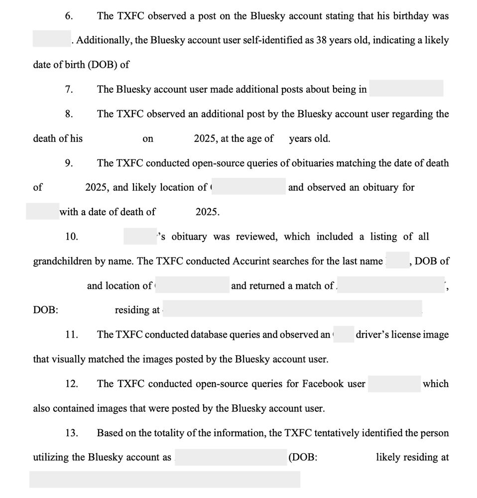 A document with a series of statements concerning evidence collected from multiple sources to identify a social media post's creator with a high confidence.