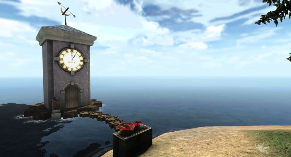 Reference screenshot of Myst clock tower. Screenshot is from RealMyst on android.