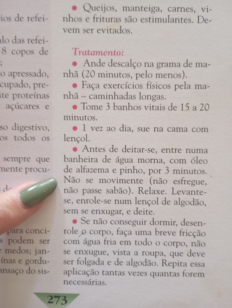 Livro de receita para saúde, devendo tratamento da insônia. 