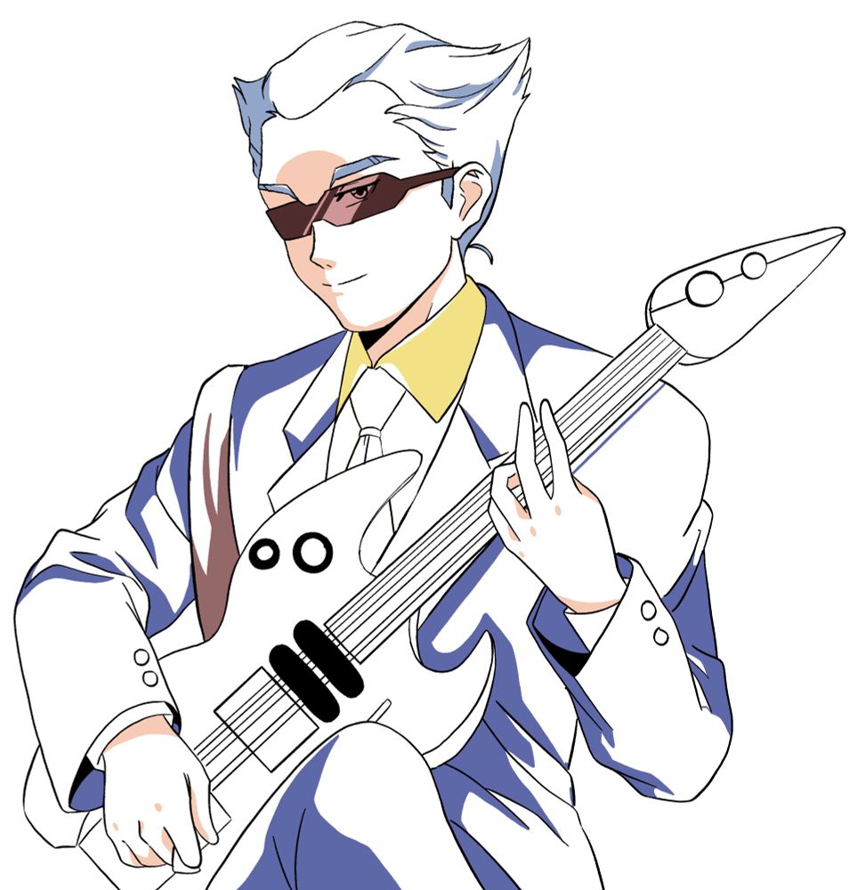 Gamlin Kizaki, an aspiring musician of the Macross 7 fleet and lead guitarist of the band "Glittering Diamonds". After failing to become a pilot, he was inspired into taking up music by the mayor’s daughter. He carries a cool bad boy persona while performing and in press tours, but privately he’s quite socially awkward and reserved.

One of his motivations in succeeding as an artist is to disprove the bigoted notion that people of Zentradi blood possess an instinctive thirst for battle. Hence his band’s songs are often romantic focusing on love and peace, yet ironically he’s very inexperienced when it comes to romance.