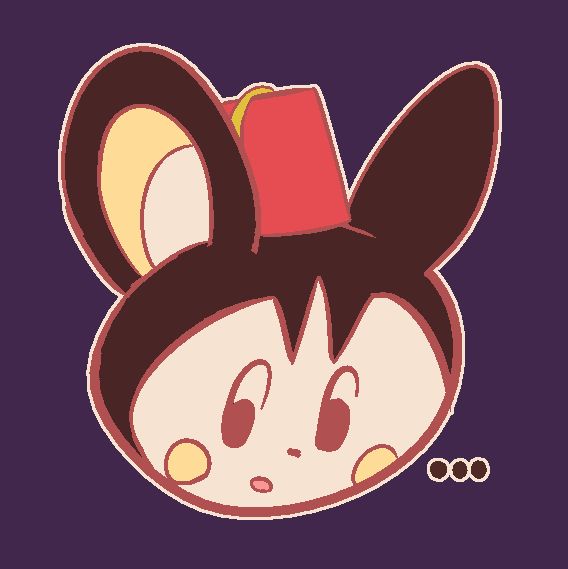 Emolga wearing a fez looking to the side, with "..." visible