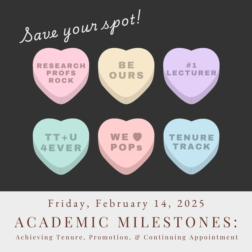 Save your spot - Academic Milestones: Achieving Tenure, Promotion, & Continuing Appointment. Friday, February 14, 2025