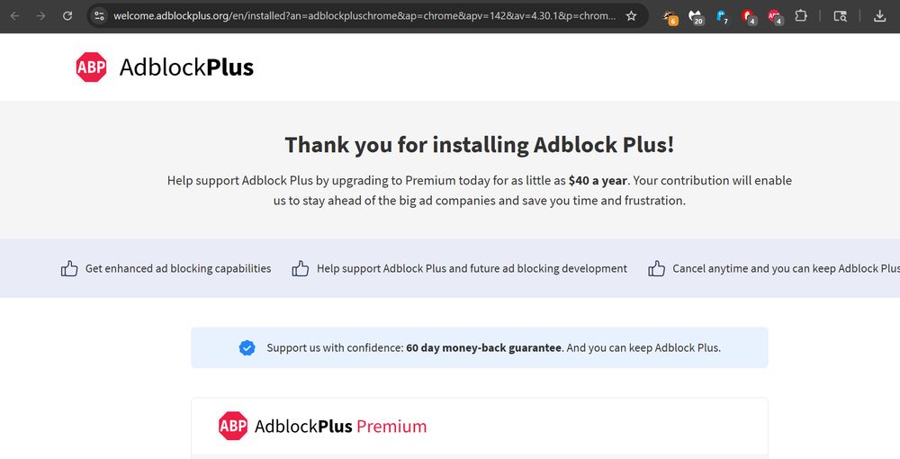 adblock plus site. both adblock plus and adblock show four ads blocked.
