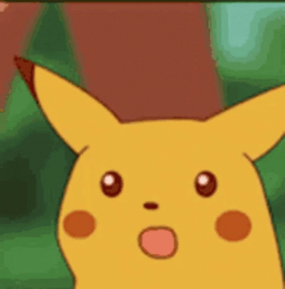 a cartoon pikachu is making a surprised face with its mouth open .