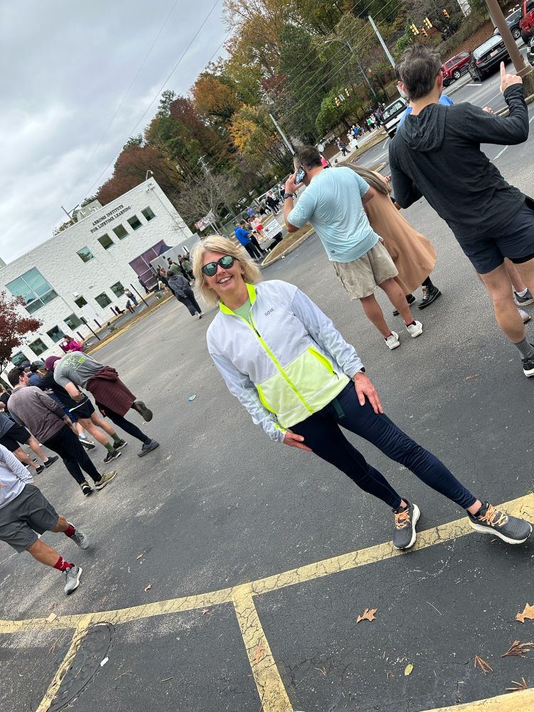 Sheree Martin after finishing 10k run in Birmingham. Thanksgiving Day Sam Lapidus Montclair Run at the Levite Jewish Community Center. 