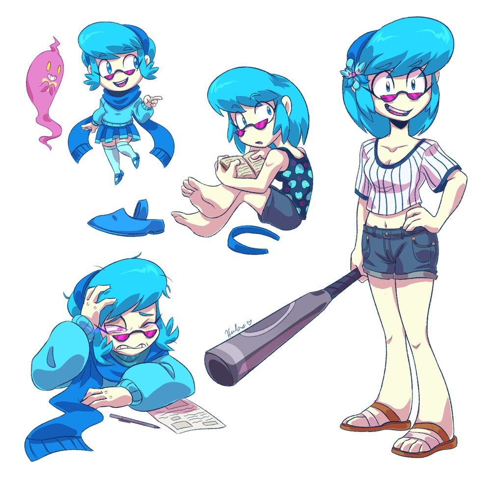 Sketch sheet of various Vivi poses from Mystery Skulls Animated