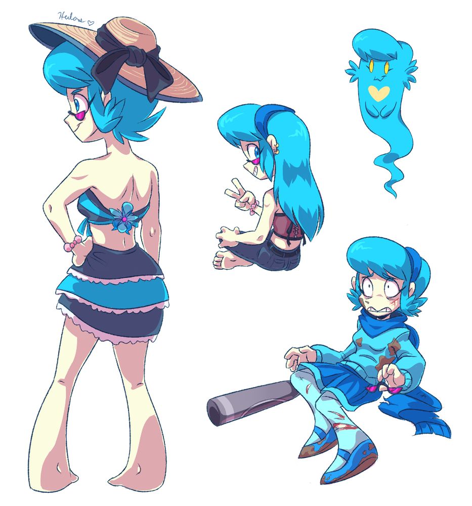 Sketch sheet of various Vivi poses from Mystery Skulls Animated
