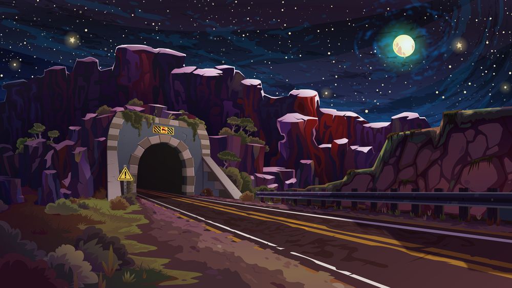 Tunnel and hillside background for the Mystery Skulls Animated Hellbent music video