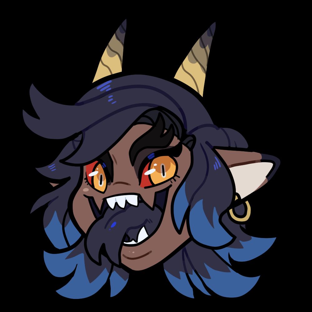 Dragon humanoid with his mouth open, tongue outstretched in a cheeky expression.