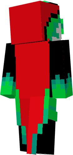 The same skin from the back. From this angle the eel hat can be seen to be the full body of an eel, extending all the way down to its tail at her feet 