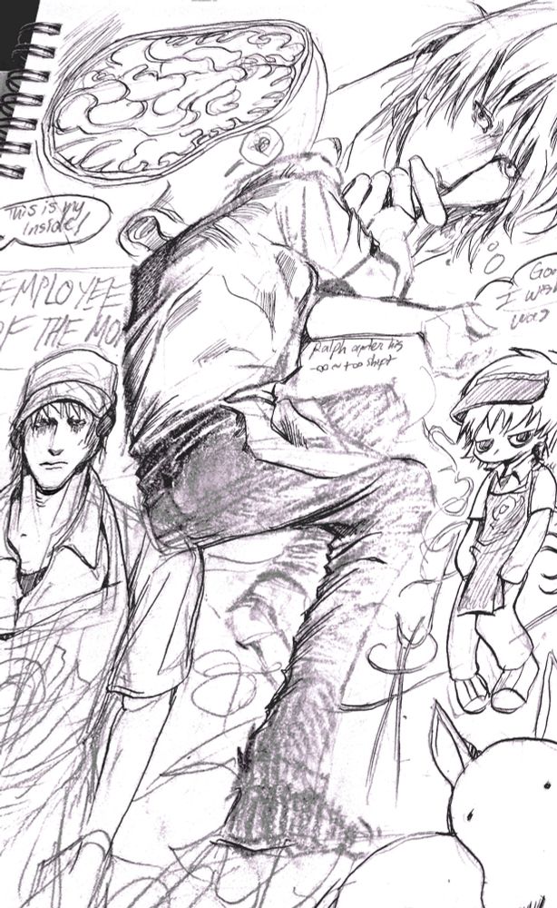 inked sketchpage of op's oc
