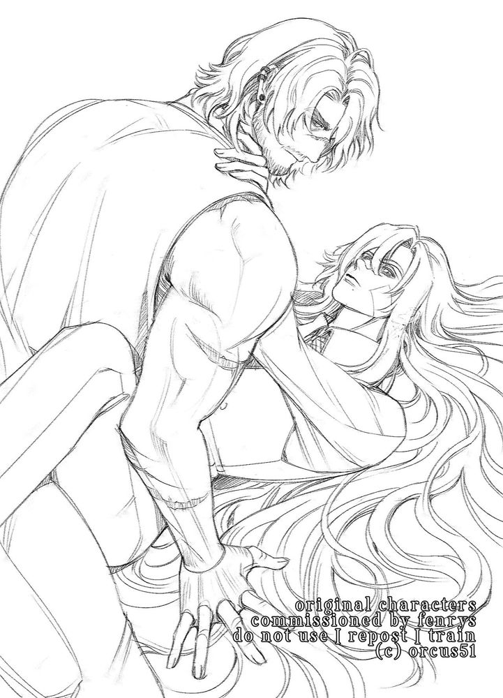sketch of two characters in the same position as the cats 