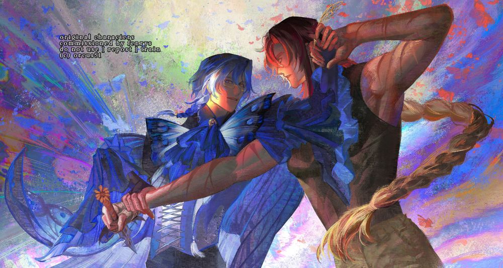 digital painting of two characters fighting