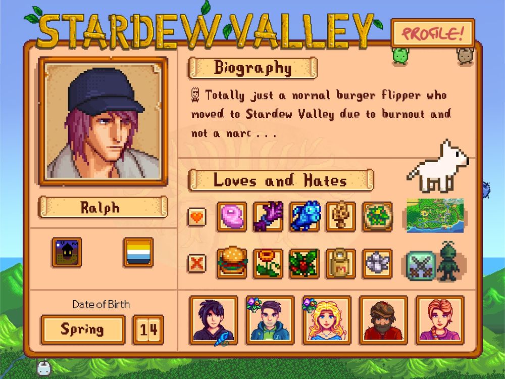 stardew valley profile template of op's oc 