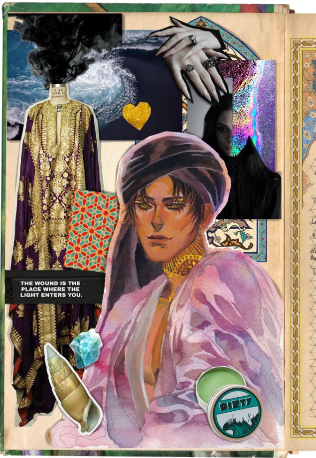 digital collage with a watercolor portrait