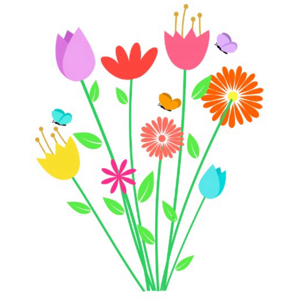 An image of a bouquet of flowers and butterflies.