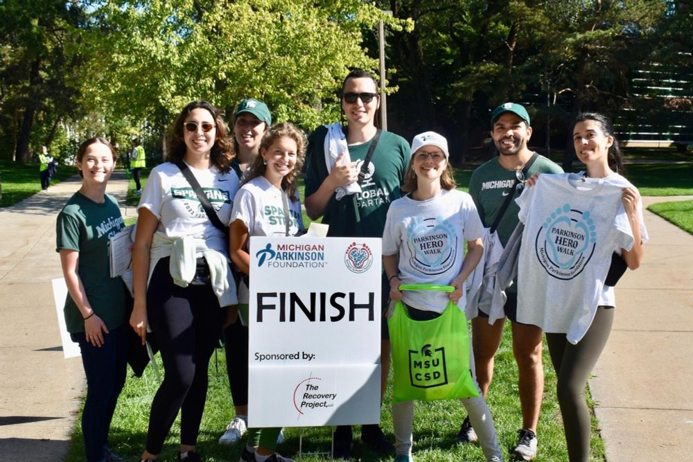 This picture is our lab at the finish line of the Michigan Parkinson Foundation Hero Walk last September!