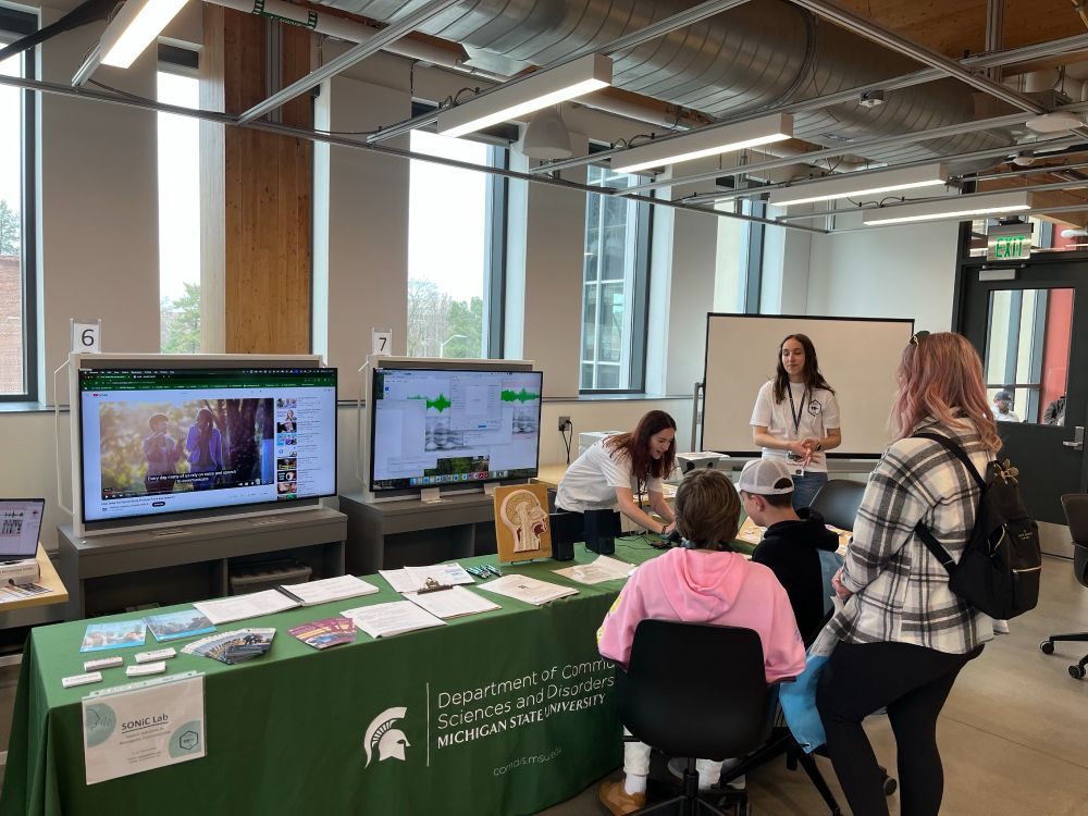 participants at the "see your speech" station