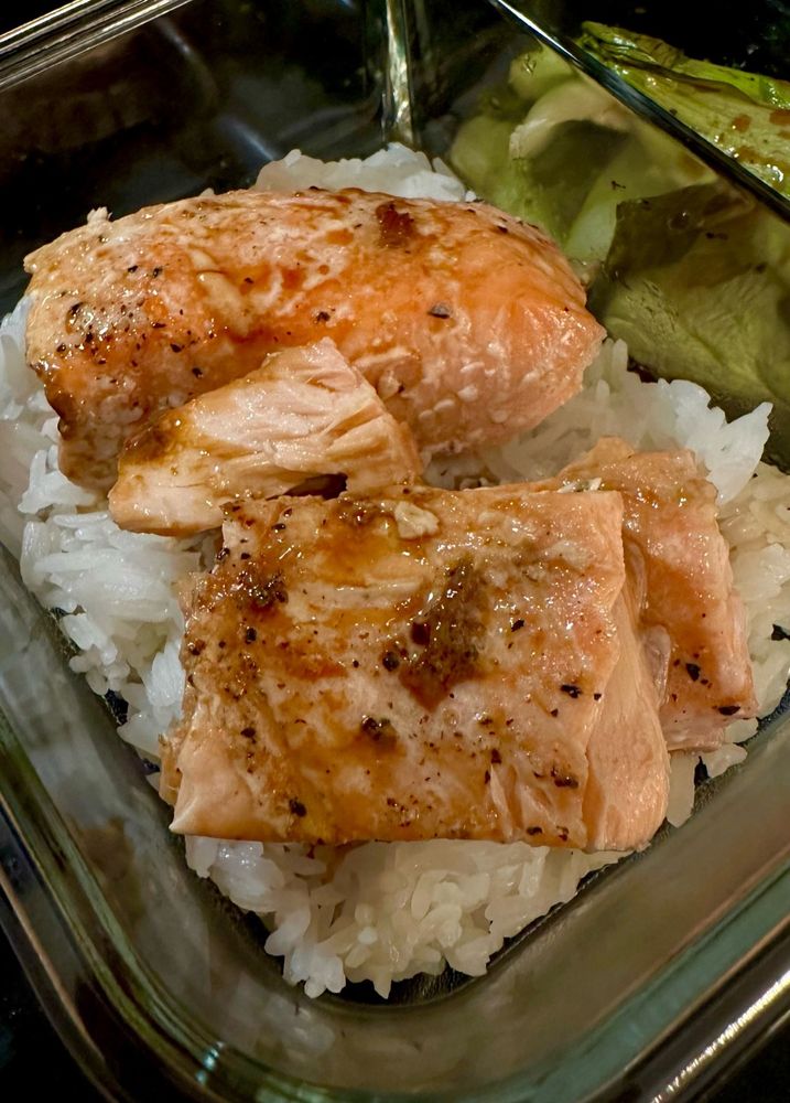 Baked Salmon with Soy Sauce, citrus and Baby Bok Choy