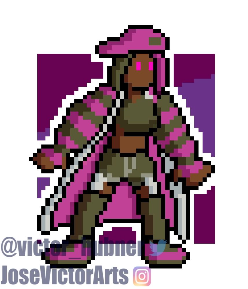  A pixel art sprite of my OC July Jackson.