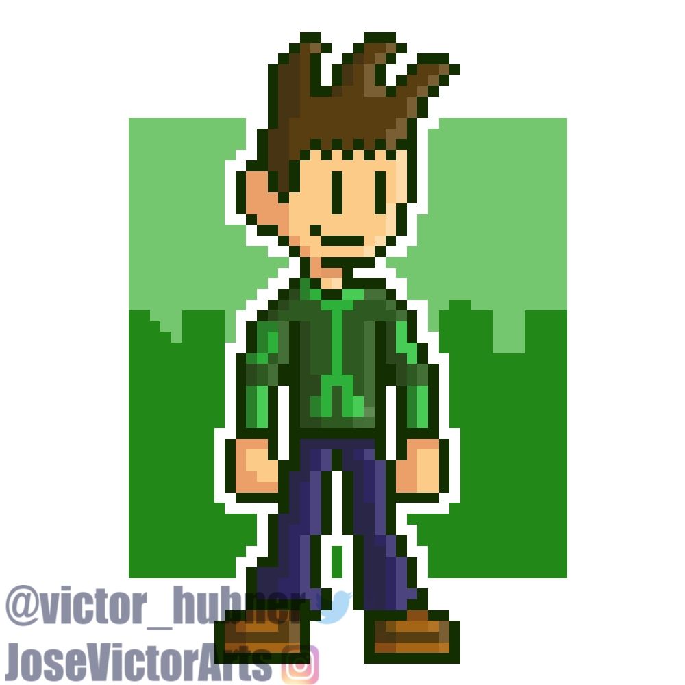  A pixel art sprite of my OC Max the Magic Artist.