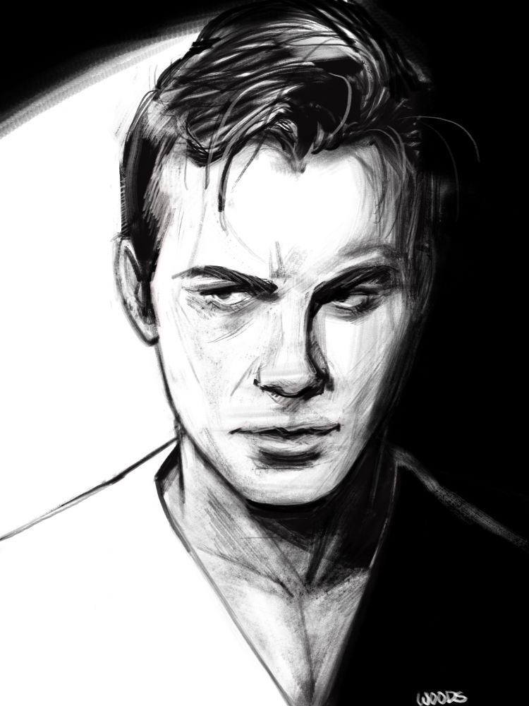 Depraved bisexual Captain James T Kirk. Done in digital charcoal. 