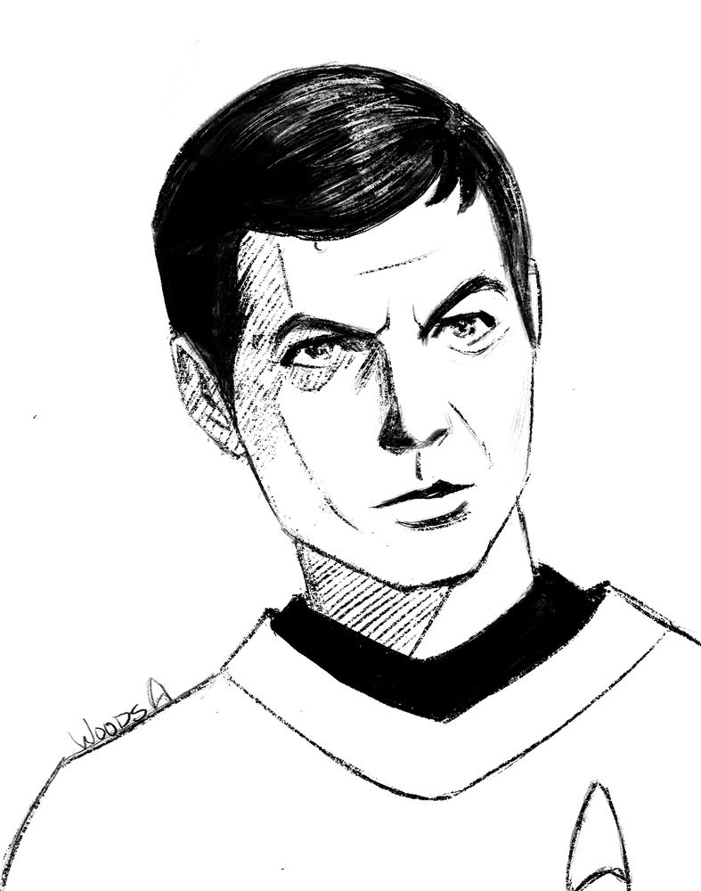 A scratchy pencil sketch of Dr. Leonard McCoy