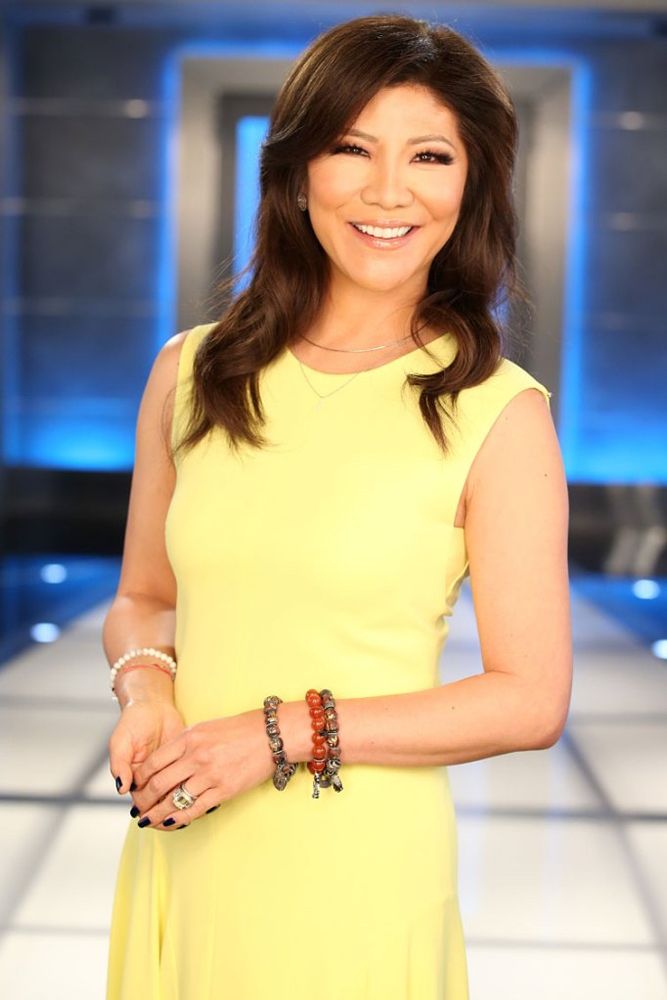 Julie Chen wearing a bright yellow dress 