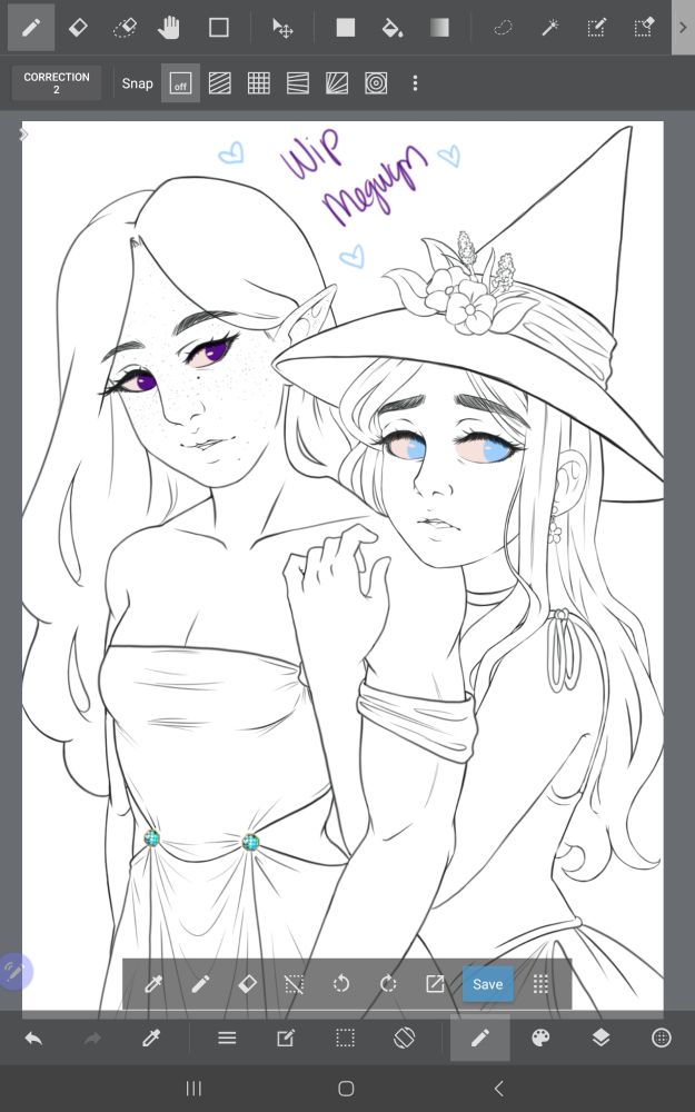 Juniper and Hazel Gardener line art 