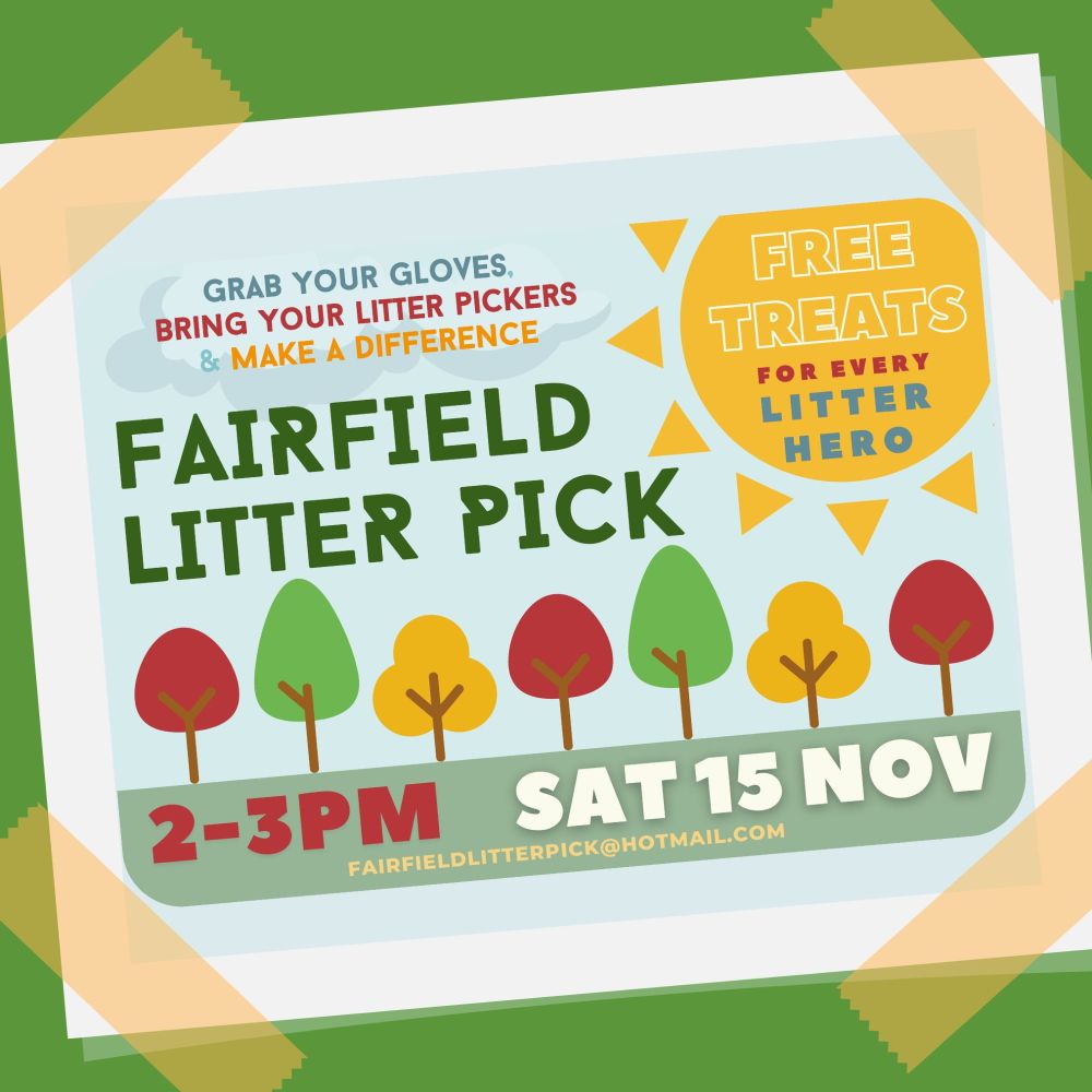 Litter pick taking place in Fairfield on Saturday 15 November
