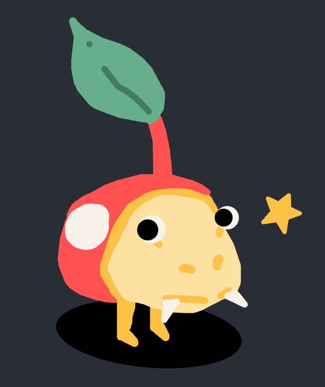 drawing of a bulbous insect-like creature with a stem and a leaf poking out of its body