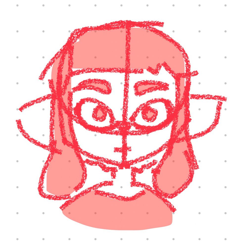 a drawing of a headshot of a short hair inkling staring directly at the camera