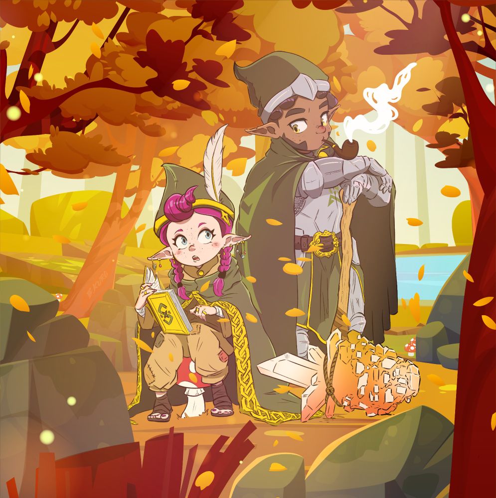 Gnome Ron and Gnome Berecca Resting in the autumn foliage