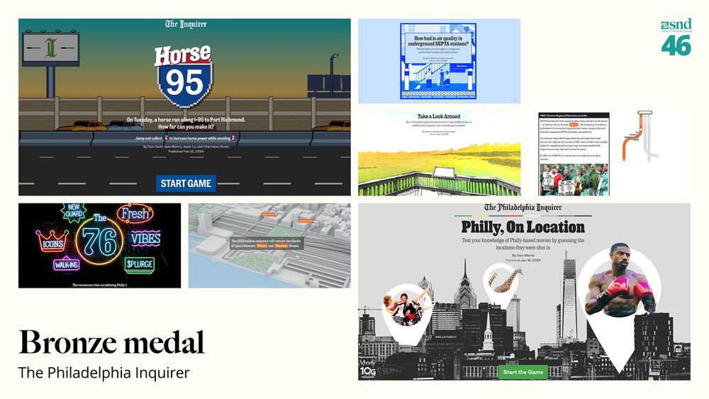 A collage of screenshots from Inquirer interactives that were included in the Interactives Desk's portfolio this year.