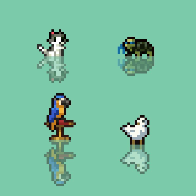 pixelated gif of animated pets