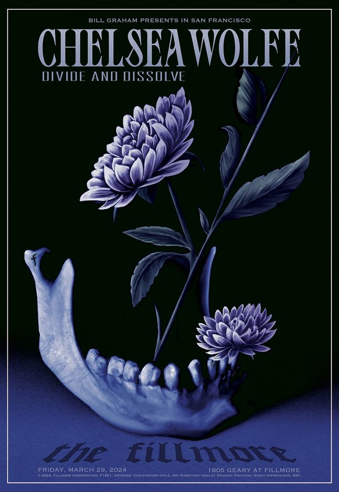 Chelsea Wolfe Fillmore Poster/ Skull Jaw and Flowers